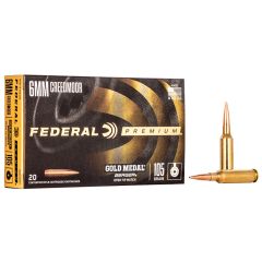 Munitions FEDERAL C/6mm Creedmoor 105gr Gold Medal Berger - Boîte de 20