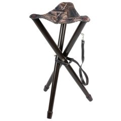 Trepied bois assise cuir et toile Camo 65cm