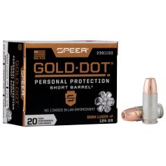 Munitions Speer® C/9mm Luger +P 124gr GDHP Short Barrel - Boîte de 20