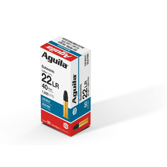 Cartouches Aguila Calibre 22 LR Subsoniques SP 40 Grains (50/1000)