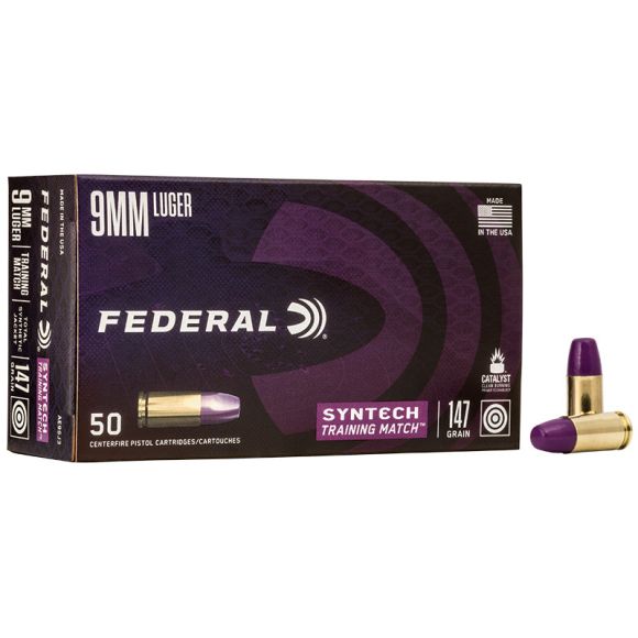 Munitions FEDERAL C/9mm Luger 147gr Syntech Training Match TSJ - Boîte de 50