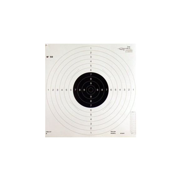 Cible papier gravolux Pistolet 25/50 mètres - format 52x52 cm - par 100