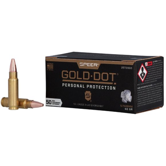 Munitions Speer® C/5.7x28mm 40gr GDHP Gold DOT - Boîte de 50
